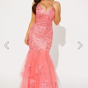 Elegant Pink Floral Evening Gown
